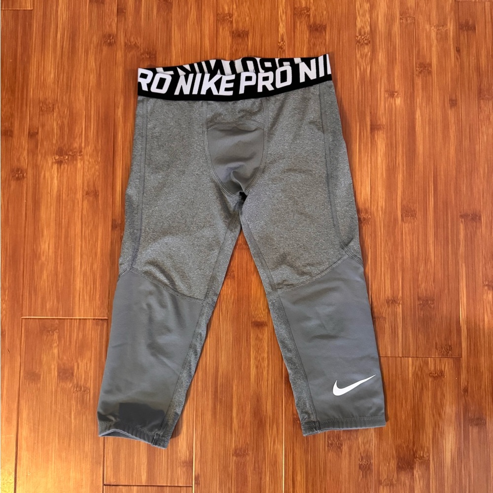 Nike Boys Gray Pro Compression Pants Leggings size YS